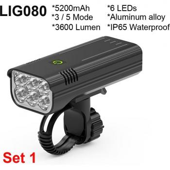 NEWBOLER MTB Fahrradlicht 3600 Lumen mit USB Aufladung Regendicht und 2 Haltern 5200mAh