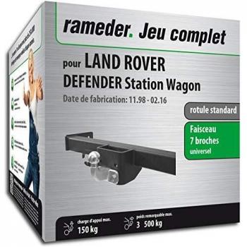 Rameder Attelage rotule Standard 2 Trous pour Land Rover Defender Station Wagon + Faisceau électrique 7 Broches