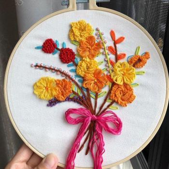 Complete Floral Embroidery Art Kit