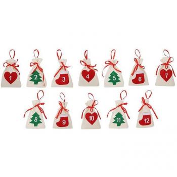 Christmas Countdown Advent Calendar Cloth Santa Snowman Reindeer Ornaments Holiday Decor
