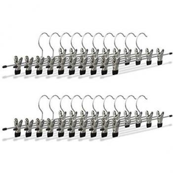 Grucce per pantaloni e gonne con clip, set da 20 in metallo, argento/nero