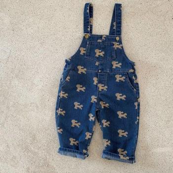 Spring 2022 Kids Denim Suspenders with Dog Pattern