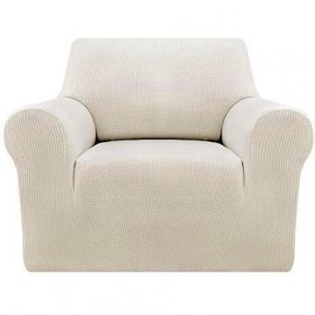 Housse de canapé confortable Deconovo, 1 place, revêtement jacquard blanc