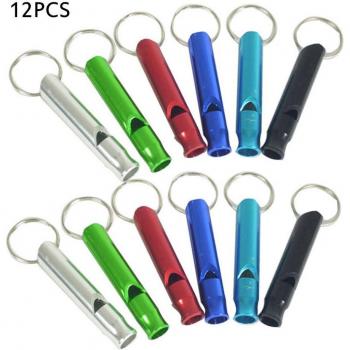 Sifflet de survie 12 composants en acier, pendentif et porte‑clé