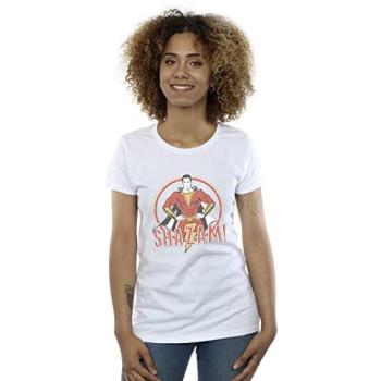 DC Comics Shazam Retro Distressed Cotton Tee for Women – White Small