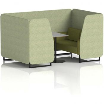 Grey Rivet Brixworth 4‑Seater Office Booth with Front Panel and Olive Sofa