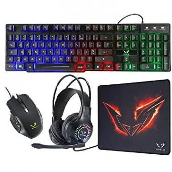 WE Gamium set 4-en-1 pour PC Casque micro + clavier + souris + tapis de souris