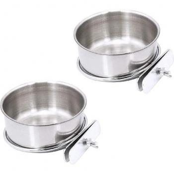 2 Pack Stainless Steel Bird Cage Food Dispenser