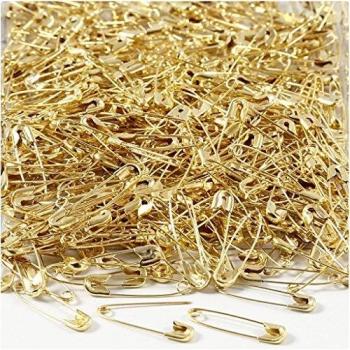 Gold Safety Pins, 22 mm Size, 0.6 mm Gauge, 500 Pieces