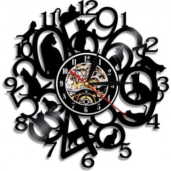 Vintage Cute Cats LED Wall Clock