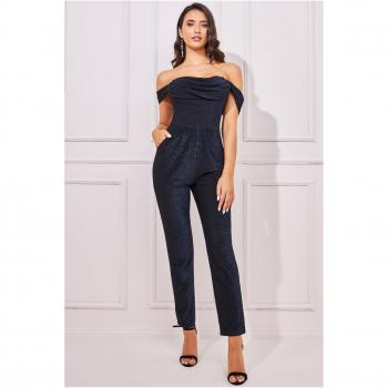 Goddiva Lurex Cowl Neck Jumpsuit