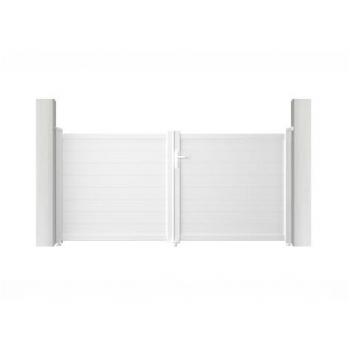 Set de puerta batiente Eiger 300 x 140 cm y puerta peatonal Eiger 100 x 140 cm en color blanco