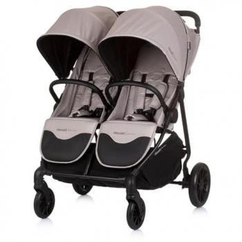 Silla de paseo gemelar Chipolino Top Stars con saco para pies beige