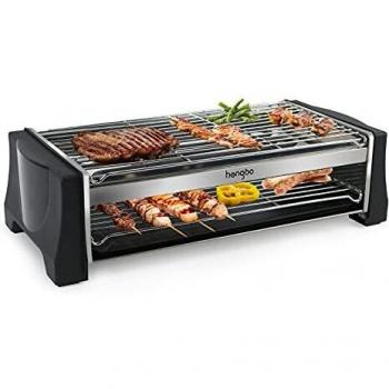 Indoor Party Grill Tischgrill 2000 W – Rauchlose Technik, Schwarz