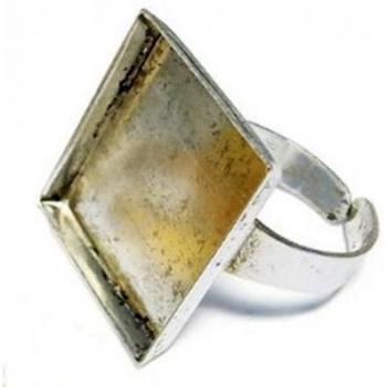 Bague plateau CarrÃ© creux Vieil Argent 12mm