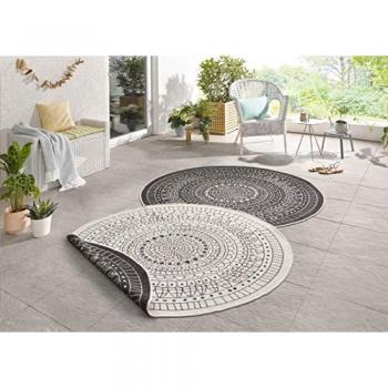 Porto 140 cm Reversible Black Rug – Flatweave Design