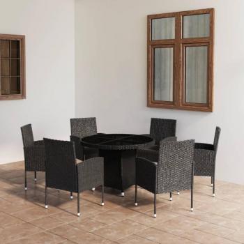 Set da Pranzo da Giardino 7 pz Nero