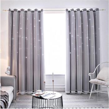 Star Hollow Modern Curtains Set for Living Room