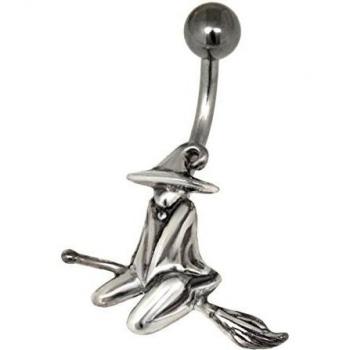Höhende Hexe Bauchnabelschmuck – feiner Sterling-Silber-Stil für Halloween