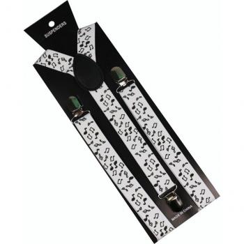 Winfox Adjustable Hip Hop Note Melody Braces in Black and White
