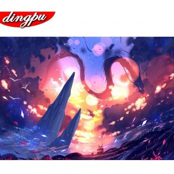 DINGPU 5D Diamantmalerei – Rundlandscape, 20×30 cm, DIY Stickprojekt