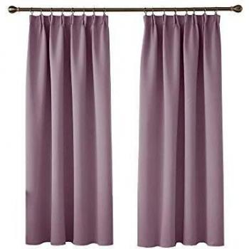 Deconovo Pencil Pleat Blackout Curtains 66 x 54 Inch Pink Lavender