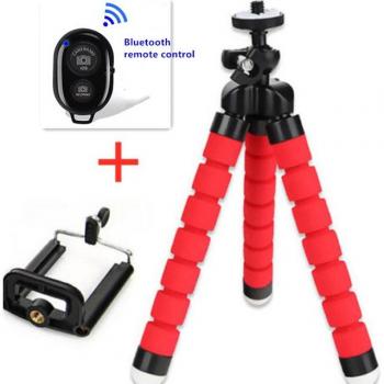 Trípode mini Bluetooth con soporte para teléfono y cámara