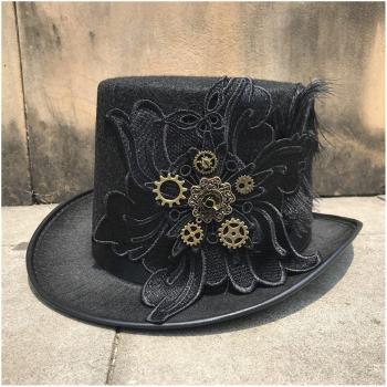 Handmade Steampunk Top Hat with Metal Gear, Unisex, Size 57CM