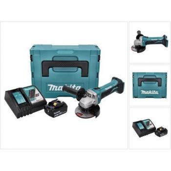 Makita DGA 452 RG1J Akku-Winkelschleifer Set mit 6,0 Ah Akku und Makpac