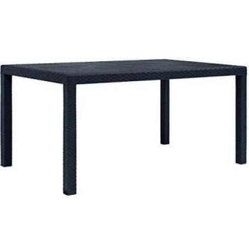 Table de jardin plastique aspect rotin 150x90x72 cm anthracite