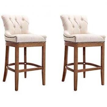 Lakewood 2x Taburetes con Tela Crema Antiguo