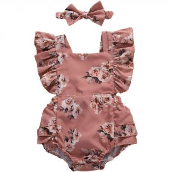 Mädchen‑Jungen‑Overall mit Floralen Druck, Kurzarm, 2 Packung – Sommerbaby