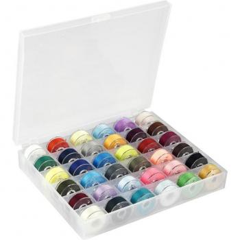 Juego de carretes de hilo con caja plástica para máquinas de costura