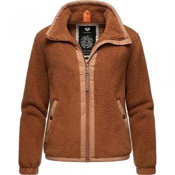 Ragwear Damen Relaxed Fit Pullover und Jacken-Set Braun 4XL mit Kapuze und Kunstleder-Elementen