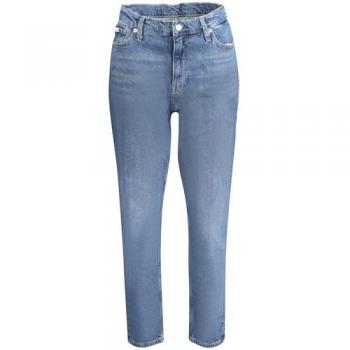 Blue Denim Mom Jeans with Washed Finish – Calvin Klein Style