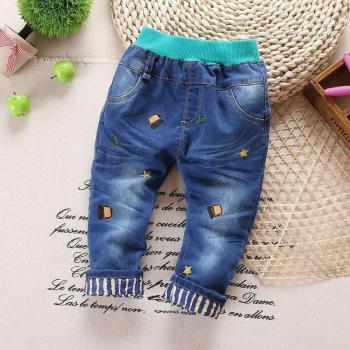 Cute Cartoon Cotton Denim Trousers for Boys