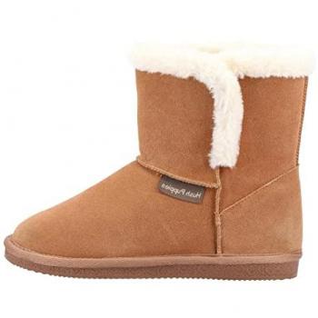 Hush Puppies Ashleigh Women's Tan Suede Booties with Faux Fur Lining