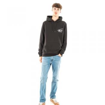 Sudadera Tommy Jeans Negra Regular Fit con Logo Grande para Hombre, Talla L