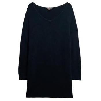 Robe superdry à col en V, coupe oversize, bleu marine