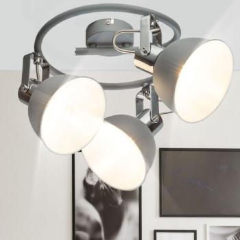 Set aus 4 verstellbaren Deckenspots, Rondell-Form, graue Chrom-Lampe für Wohnzimmer inkl. LED-Leuchtmittel