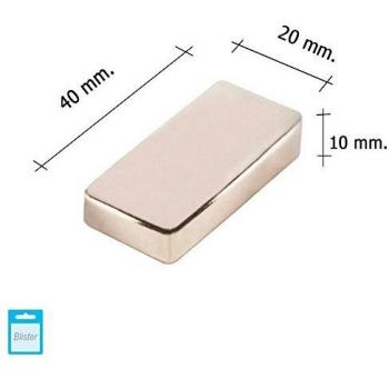 Aimant néodyme Wolfpack 40 x 20 x 10 mm (blister 1 unité)
