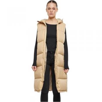 Chaleco urbano beige sin mangas para mujer