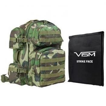 NcSTAR Vism Combat Ready Backpack – 10x12” Soft Ballistic Panel, Woodland Camo