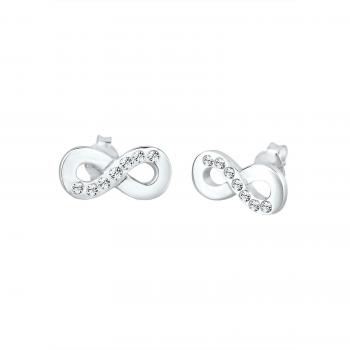 Ellis Infinity Symbol Ohrstecker mit funkelnden Kristallen, 925 Silber