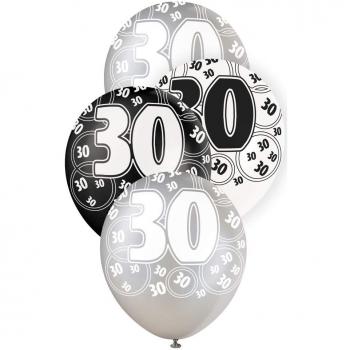Glittering Latex Balloons for Birthday Party, Unique Party, 6 Pieces, 30.5 cm