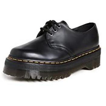Dr. Martens 1461 Quad Chaussures à Plateforme en Cuir Noir Femme Taille 43