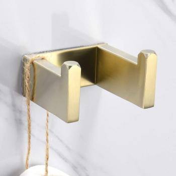 Set de Accesorios de Baño en Oro Pulido con Barra de Toalla y Gancho