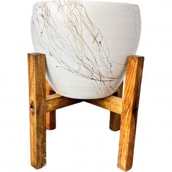 Portafiori Elegante con Effetto Marmo e 4 Piedi