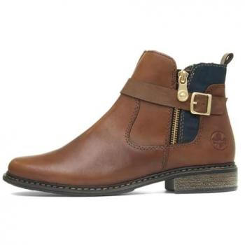 Cuir Marron RIEKER Bottine Zip Latéral – Modèle Lugano