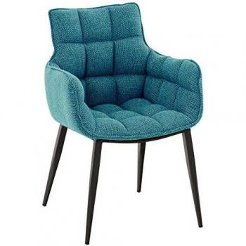 Chambre à manger Tirana, assise rembourrée, tissu turquoise, cadre noir